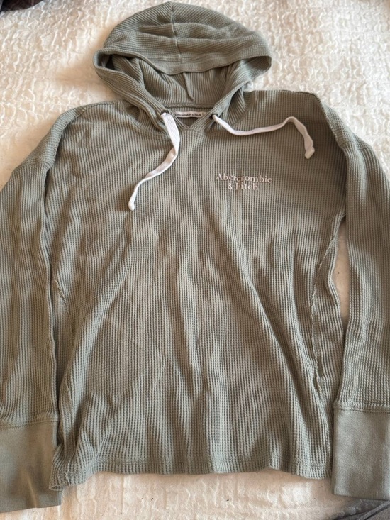 Abercrombie & Fitch Tops - Abercrombie & Fitch Olive Green Waffle-Knit Hooded Top